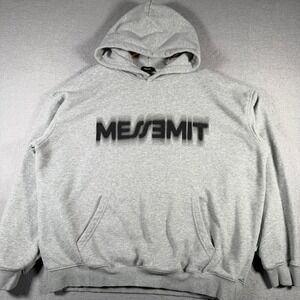 MESSTIME Mens Grey Pullover Hoodie Streetwear Graphic Sweatshirt Size XL‎